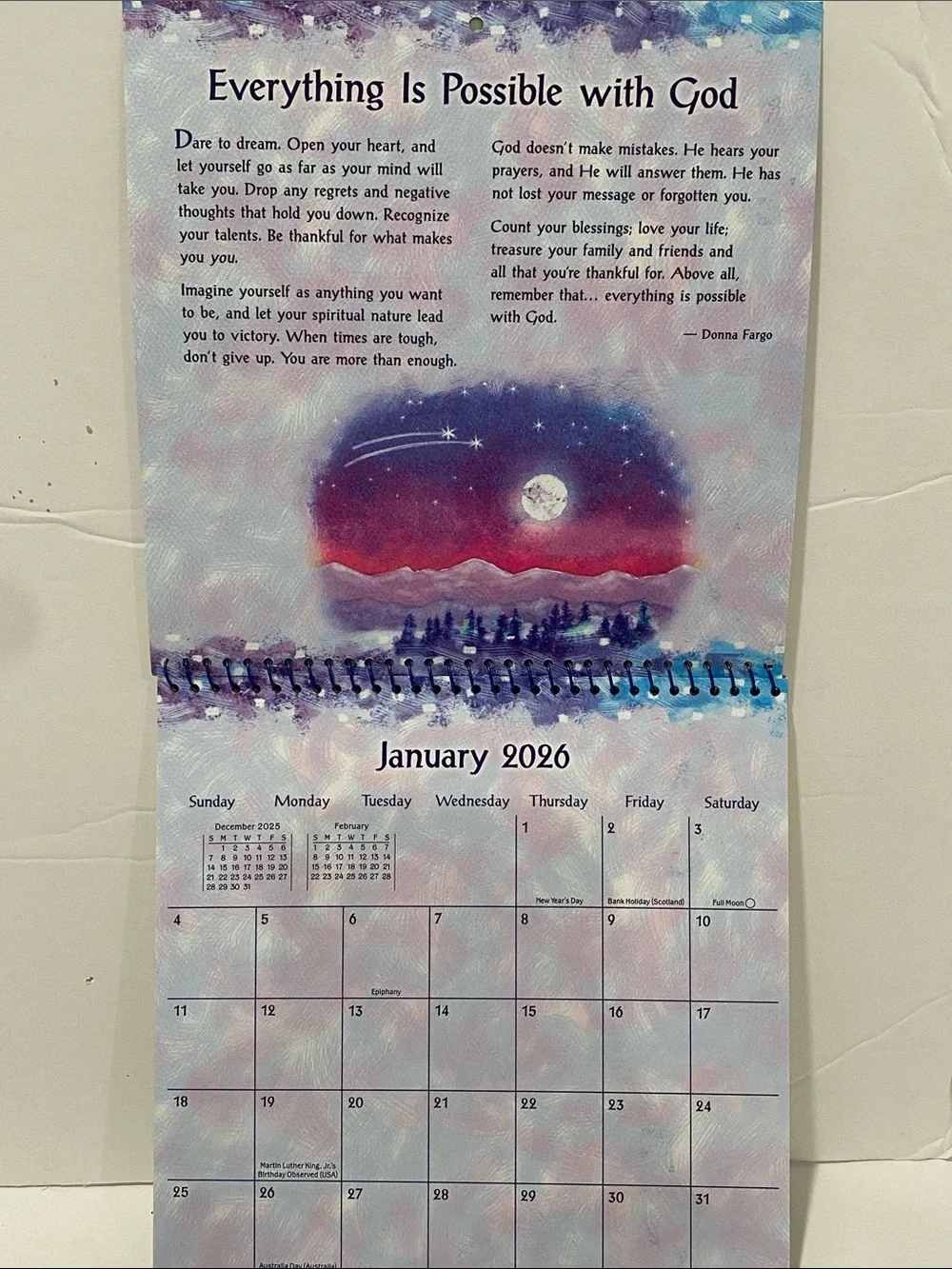 Blue Mountain Arts God Is Always Watching Over You 2026 Wall Calendar